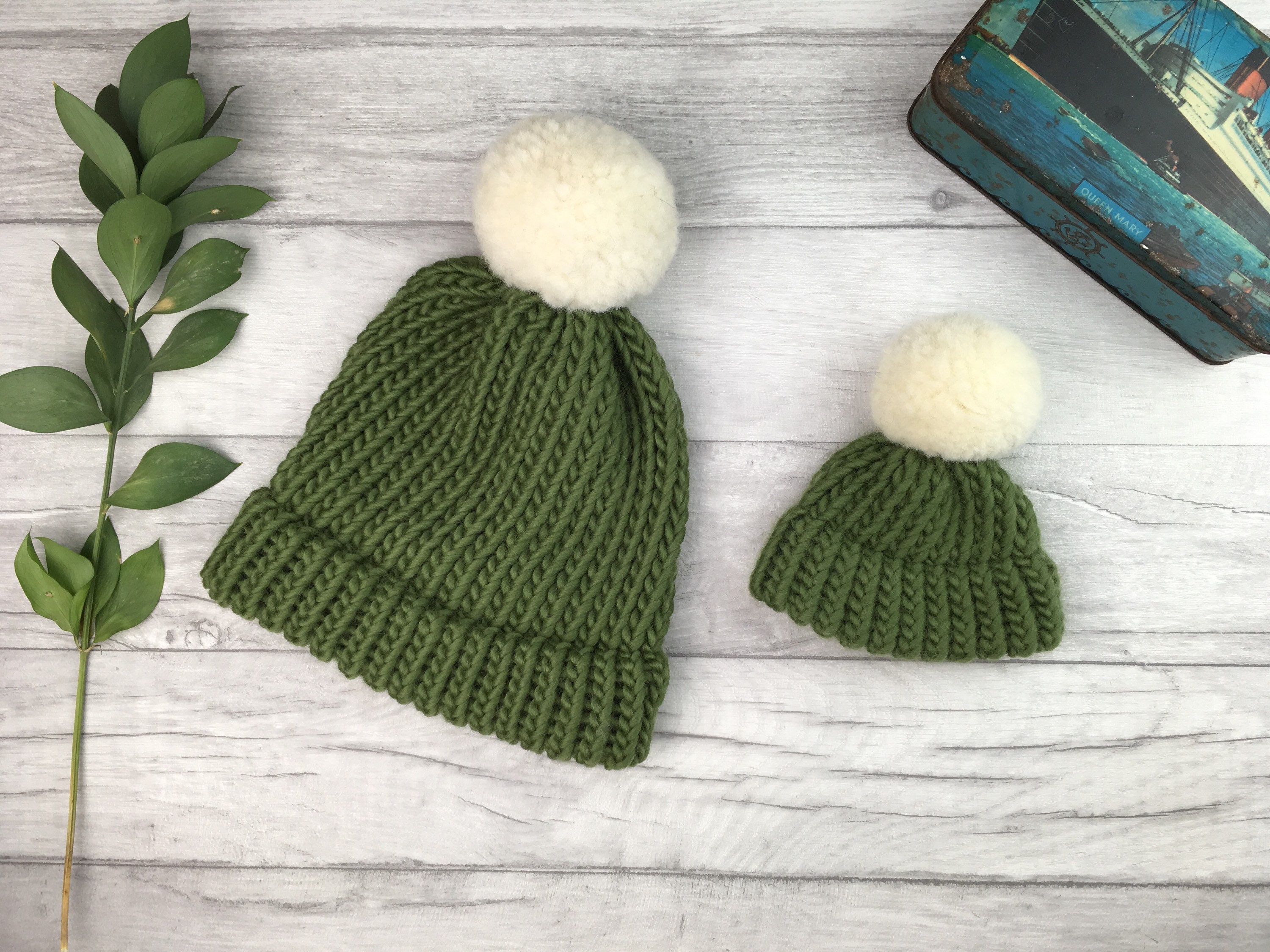 Muted Olive Cable Knit Pom Hat | Olive
