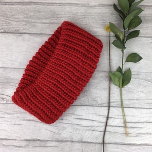 Red merino wool knitted circle scarf - neck warmer - merino cowl - walking gift - hiking