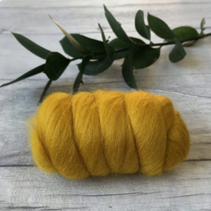 Mustard merino wool weaving yarn autumn colours fall colours wool tops craft kit craft supplies DIY craft needle felting wet felting Etsy UK