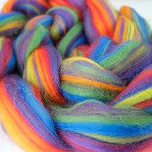 Rainbow roving wool tops, merino wool spinning fiber, weaving wool, felting fibre image 2