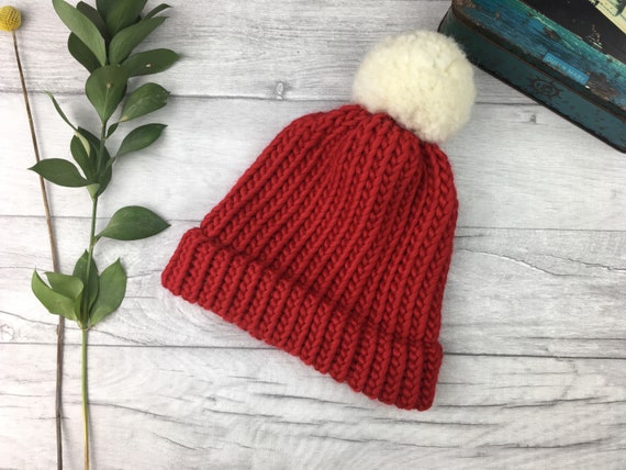 red bobble hat uk