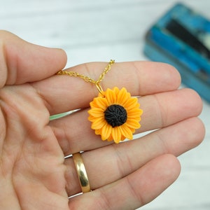 Sunflower necklace, flower jewelry, sunflower gifts, lockdown gift