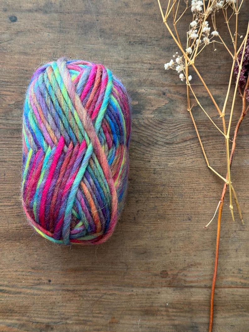 Rainbow Super Chunky Wool Yarn: Self Striping 100% Wool image 2