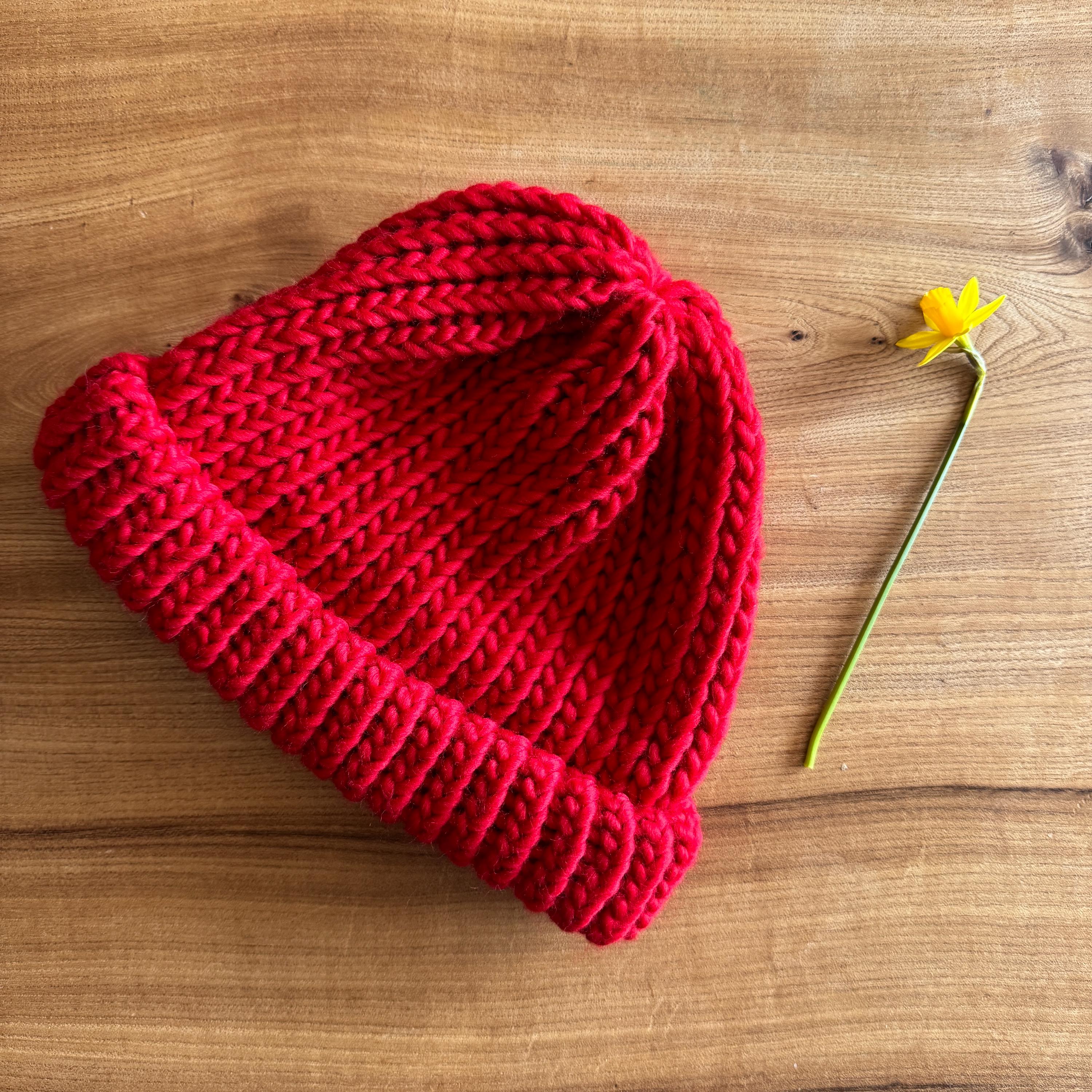 Red Knitted Hat, Bobble Hat, Chunky Knit Accessories, Red Red Knitted Hat, Bobble Hat, Chunky Knit Accessories, Red