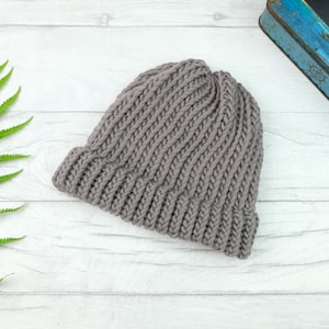 Wool fisherman beanie, mens bobble hat, ladies knitwear, winter knit accessories