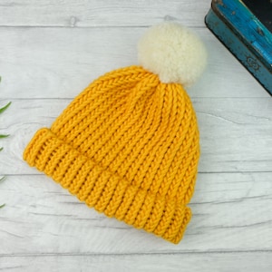 Wool bobble hat, chunky knit hat, ladies knitwear, fall knitted accessory