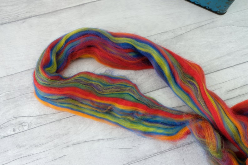 Rainbow roving wool tops, merino wool spinning fiber, weaving wool, felting fibre image 4