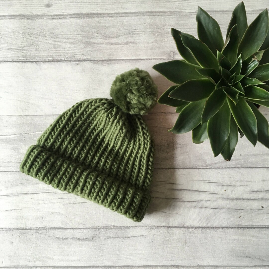 Olive Green Knit Hat Wool Knitted Hat Winter Knitwear Knit Etsy UK
