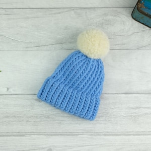 Cornflower blue baby hat, newborn hat, hand knitted beanie, baby shower gift, expectant mom gift