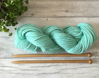 Mint Green Super bulky merino yarn super soft yarn, yarn for knitting wool for weaving macrame supplies crochet shop craft kit e