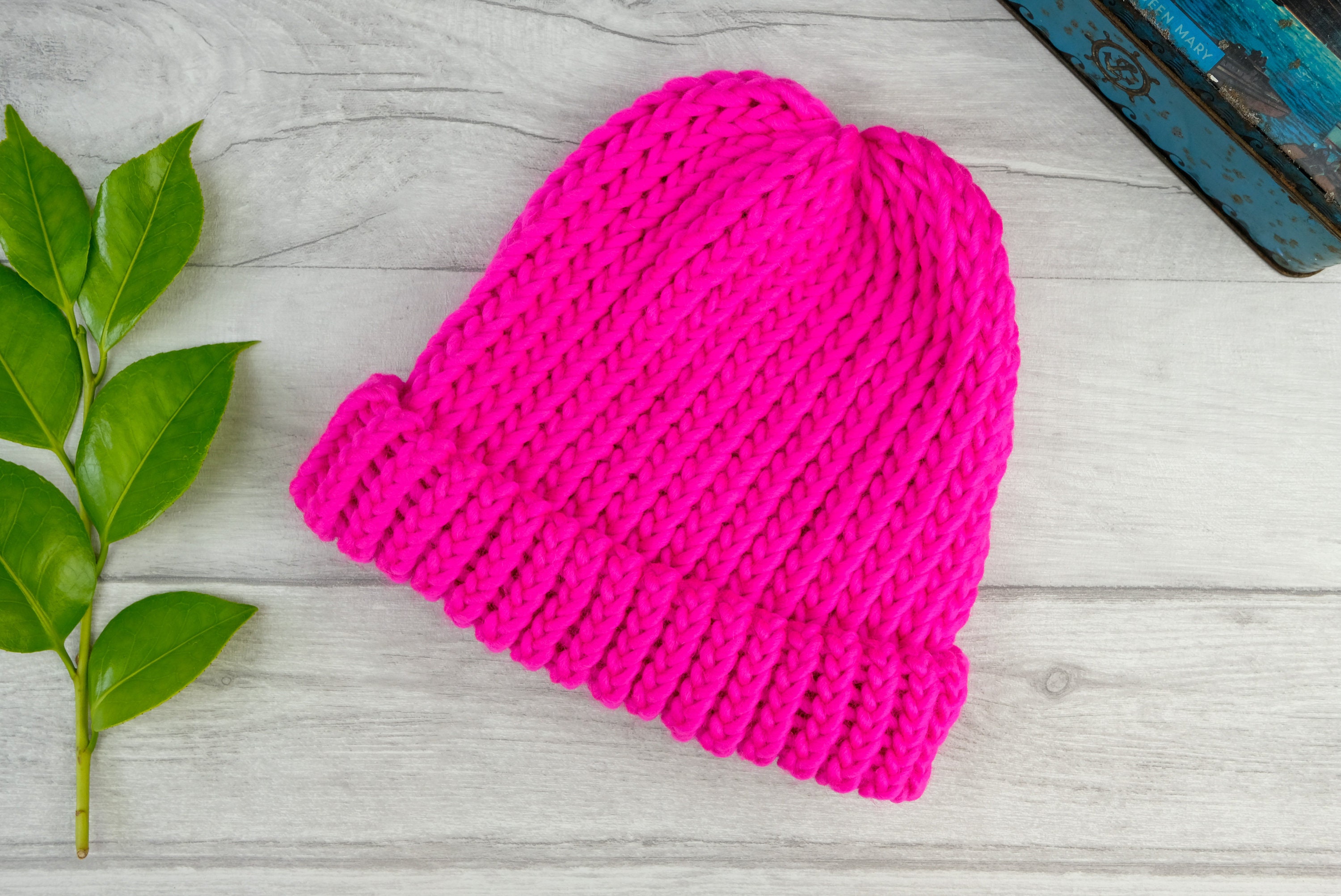 ?Importina Wool Vibrant Pink Hat Neon Pink Beanie Hat, Warm Fluffy Angora Hat, Hand Knit  main image 3