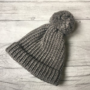Shetland wool bobble hat, grey beanie hat, boyfriend gift, uk made wool hats