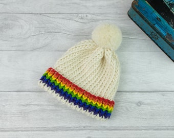 Rainbow hat, gift for kids, rainbow beanie, gift for kids, gifts for her, rainbow knitwear