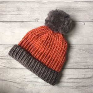 Burnt orange hat, hand knitted hat, autumn knitwear, fall fashion accessories