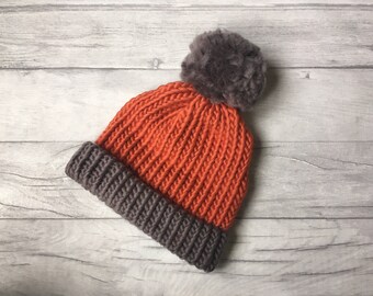 Burnt orange hat, hand knitted hat, autumn knitwear, fall fashion accessories