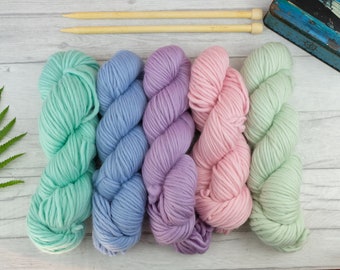 Unicorn yarn pack - pastel tones yarn - knitting wool yarn - weaving fiber - yarn bundle