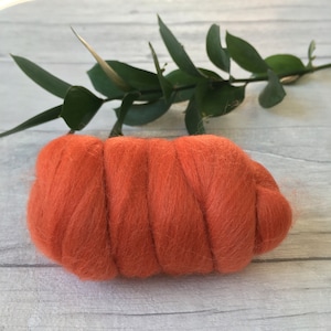 Cinnamon/ burnt orange wool roving -  felting - spinning - weaving - craft supplies