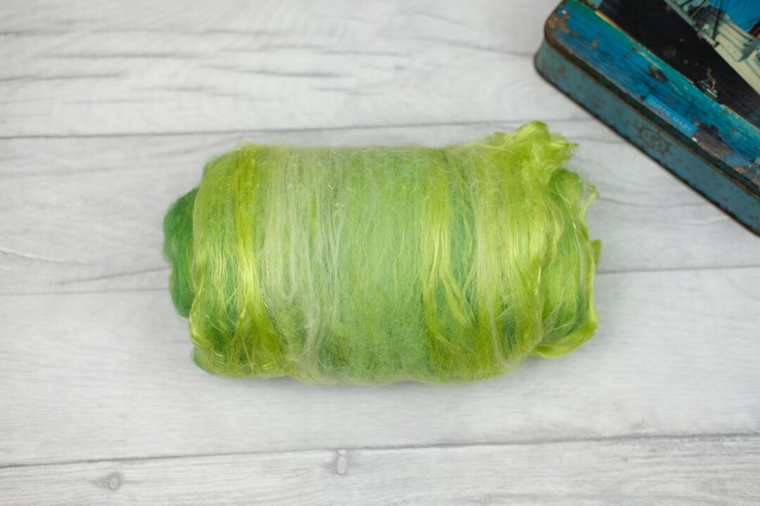 Green Wool Roving for Spinning and Felting Carded Art Batt Etsy UK