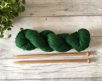 Pine green merino wool yarn - super chunky wool - super bulky yarn for knitting - chunky crochet