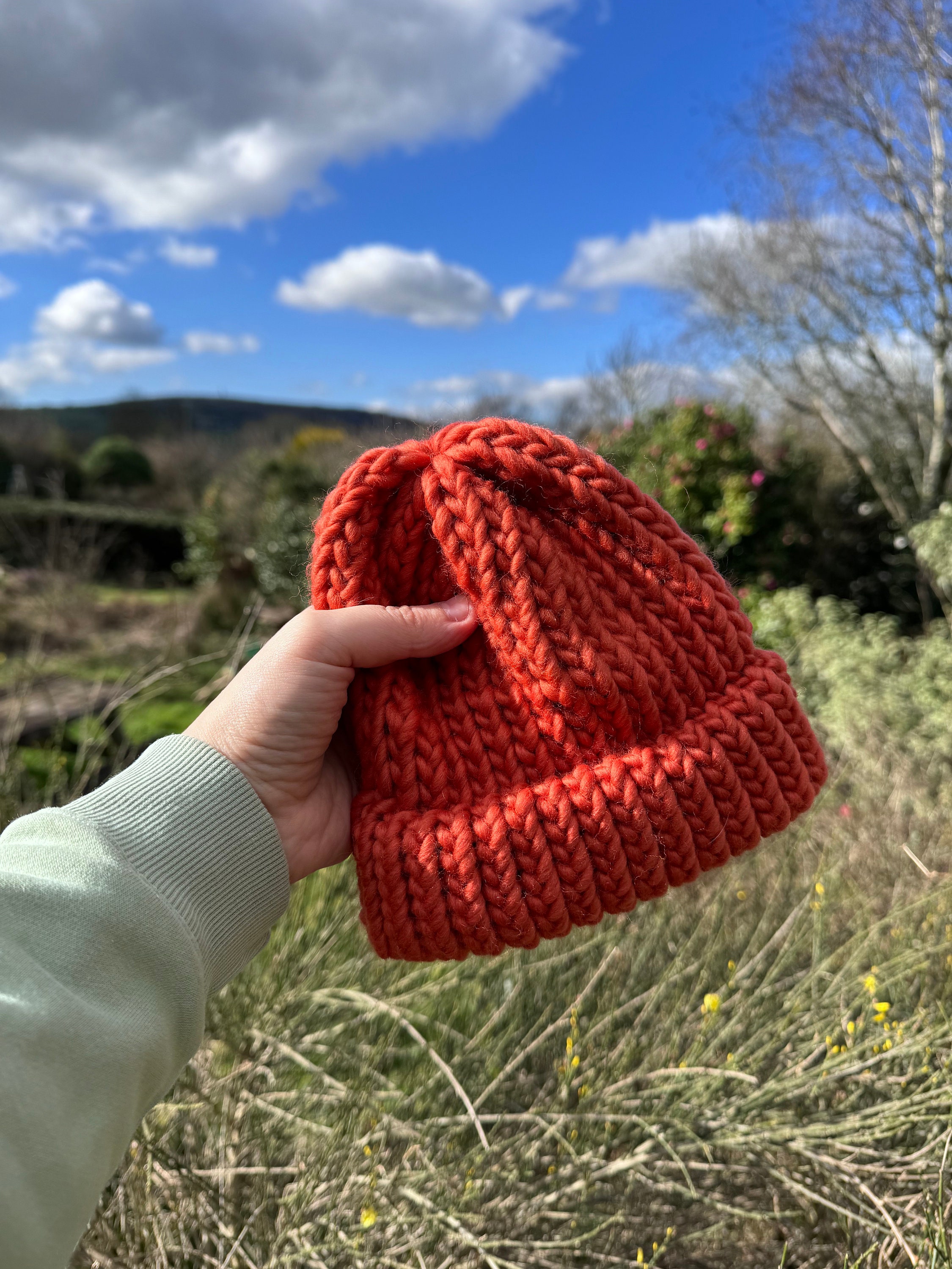 Hand felted burnt orange wool hat Wool Knit Watch Cap - Burnt Orange | Dant main image 2