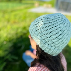 Mint beanie hat, colourful knitwear, womens knitted hat
