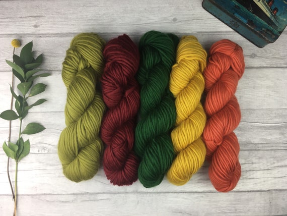 Autumn Yarn Merino Wool Yarn Set With Green Red Mustard Saver Yarn Bundle  Knitting Crochet Weaving Fibre Crafts Bulk Yarn 