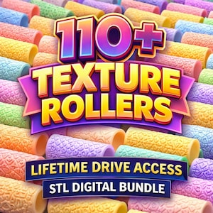 110+ Texturroller STL Bundle | Polymer Clay Textur Walzen, Präge Nudelholz Muster, Keramik Werkzeuge, 3D druckbare Teigwalze STL