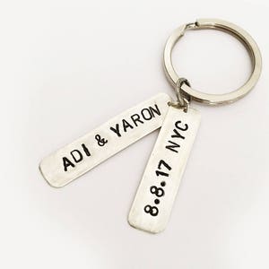 Silver keychain Name Metal keychain Custom personalised gift for him Handstamped Personalized keychain