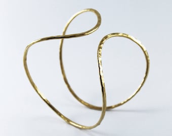 Gold bangle handmade amorphous cuff bracelet