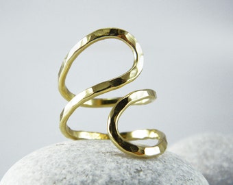 Abstract Statement ring Infinity gold Hammered ring