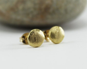 Round stud earrings Gold round studs Nugget earrings 6mm studs small gold post earrings Circle gold stud earrings