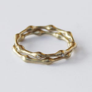 Dainty Minimal Bamboo Ring Gold Twig Stacking Ring Dainty diamond ring branch twig ring nature inspired ring organic gold band