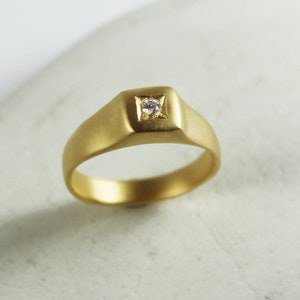 Engagement diamond gold ring square signet womens signet ring minimalist signet ring