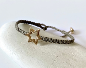 Star of david bracelet good luck jewelry protection faith jewish star charm macrame bracelet Magen david charm