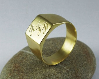 Anillo de sello para hombre, anillo de sello cuadrado, anillo de sello personalizado, anillo de sello con monograma, regalo para él