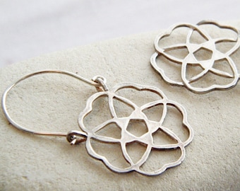 Flower earrings silver star earrings mandala earrings