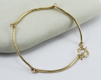 Curved bar bracelet hammered gold bracelet thin gold bracelet gold dainty bracelet