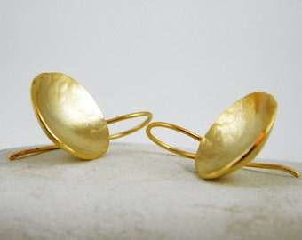 Gold discs earrings gold handmade dangle earrings gold circle earrings