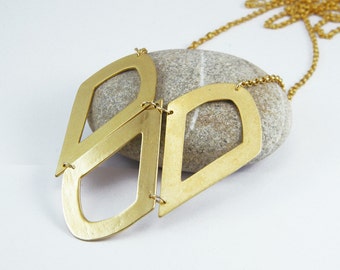 Long geometric necklace Diamond shape necklace Statement long gold geometric necklace Rhombus necklace