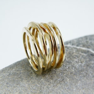 Hammered stacking rings Gold stacking band Stackable gold rings Rustic ring Gold stack ring