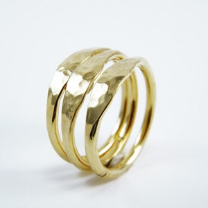 Hammered Stacking Gold Rings Rustic Ring Stackable Band Ring Hammered ...