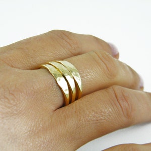 Hammered stacking gold rings Rustic ring Stackable band ring Hammered stack rings