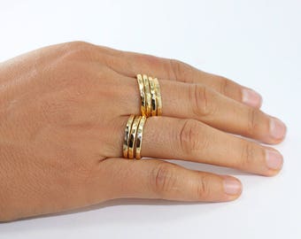 Gold stack ring Stackable gold rings Hammered stacking rings Gold stacking band