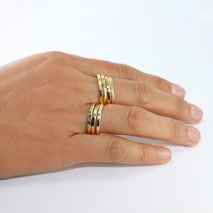 Gold stack ring Stackable gold rings Hammered stacking rings Gold stacking band