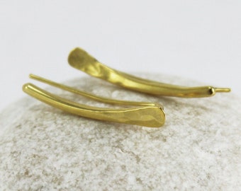 Ear climber gold Ear crawler Long stud earrings Ear pin gold Ear climber stud