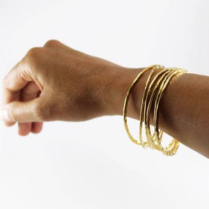 Stackable hammered bangle Gold Stack Bracelet Rustic bangle Gold stacking bangle Hammered gold bangle
