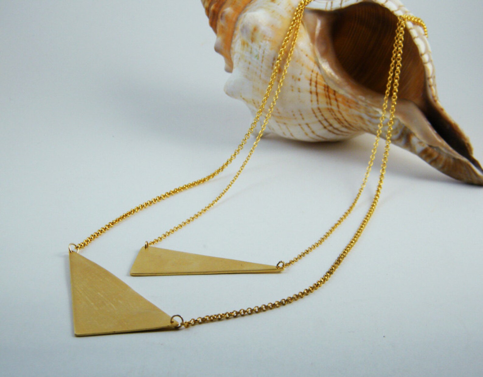 Gold Triangle Necklace Geometric Statement Necklace Gold Layer Etsy