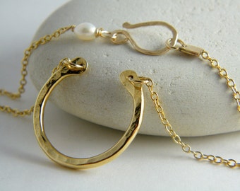 Gold Horseshoe Necklace horseshoe pendant necklace lucky charm necklace