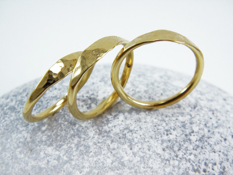 Hammered stacking gold rings Rustic ring Stackable band ring | Etsy