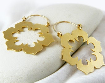 Flower earrings big gold earrings statement earrings